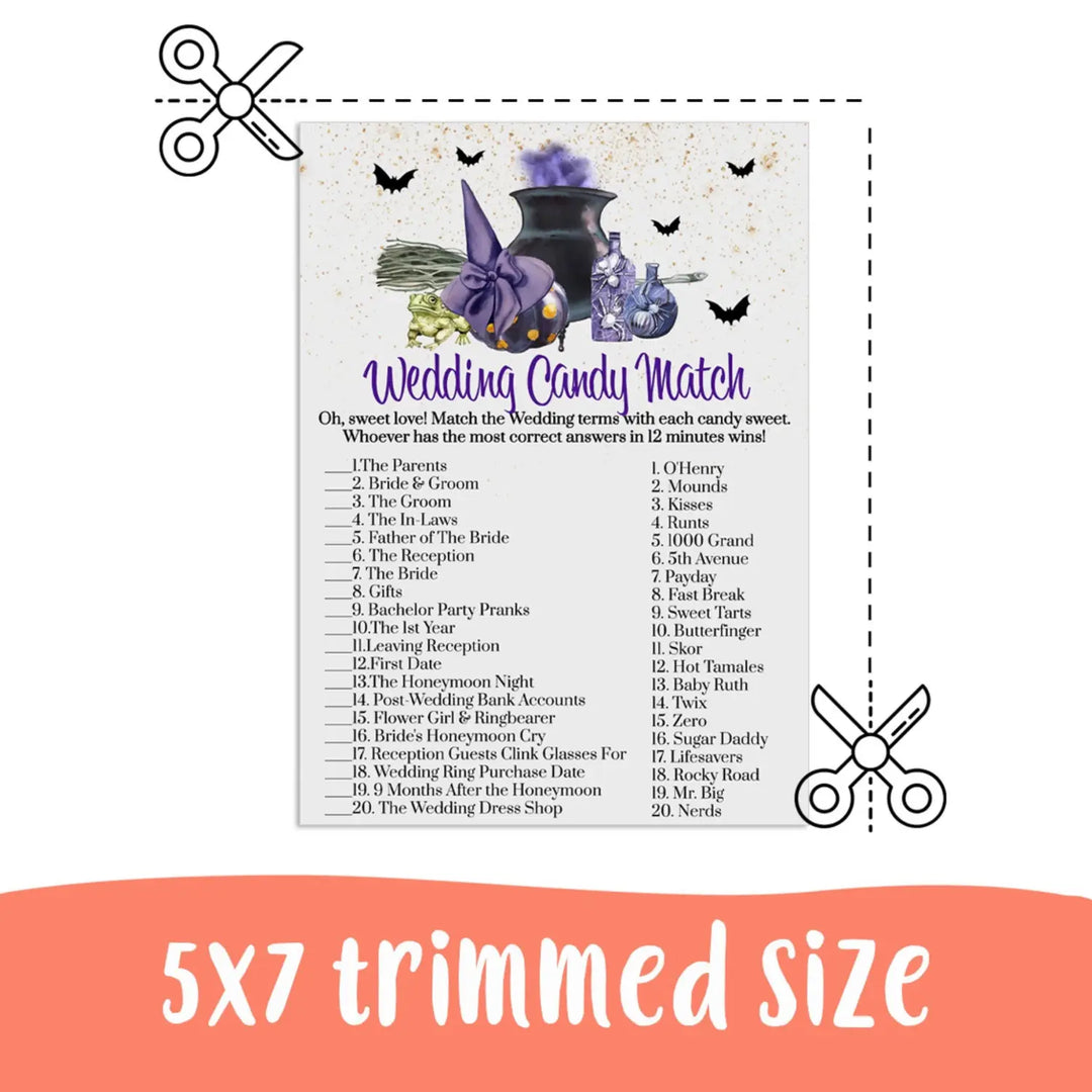 Fun bridal shower game - match the candies challenge - printable pdf - party games