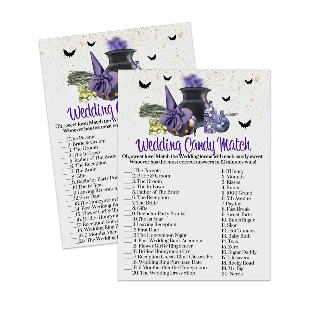 Fun bridal shower game - match the candies challenge - printable pdf - party games