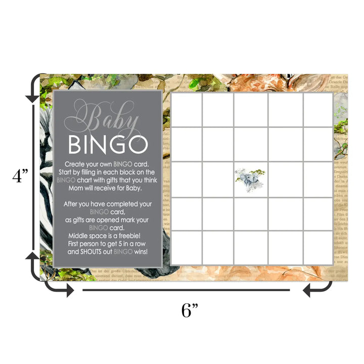 Gender neutral jungle safari baby shower bingo game - party games