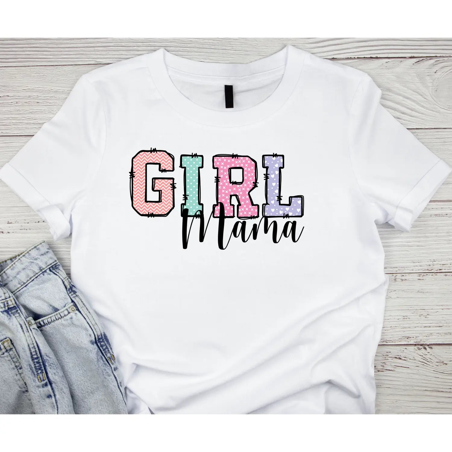 Girl mama women’s softstyle tee colorful graphic mom gift t-shirt proud shirt casual wear family idea life baby shower