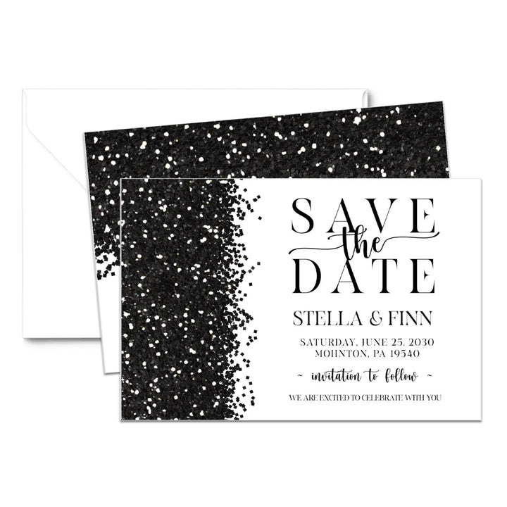 Glam skull black and white modern halloween save the date cards elegant chic wedding announcement with envelopes