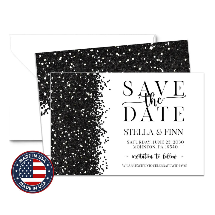 Glam skull black and white modern halloween save the date cards elegant chic wedding announcement with envelopes