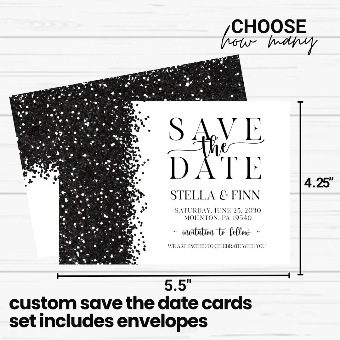 Glam skull black and white modern halloween save the date cards elegant chic wedding announcement with envelopes