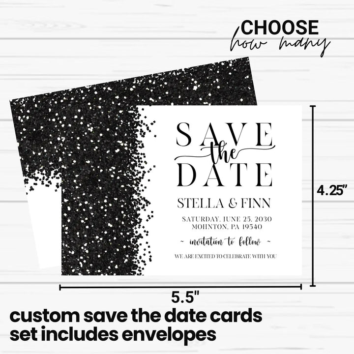 Glam skull black and white modern halloween save the date cards elegant chic wedding announcement with envelopes