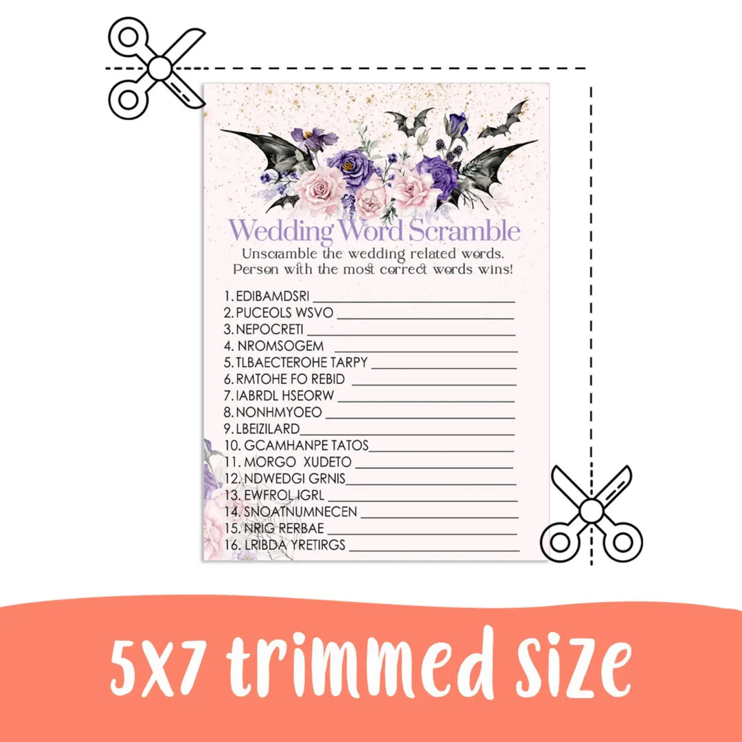 Gothic bridal shower game over or under halloween wedding printable - party games