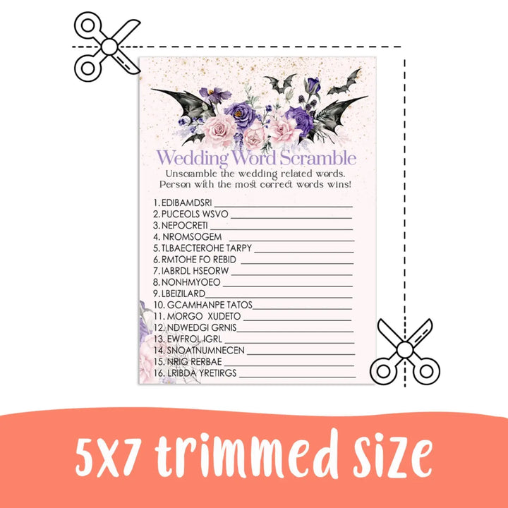 Gothic bridal shower game over or under halloween wedding printable - party games