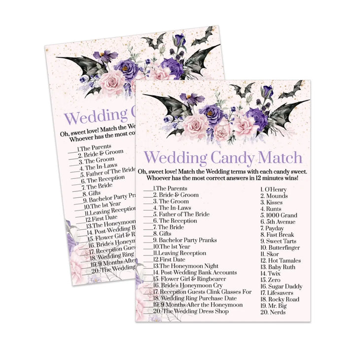 Gothic bridal shower match the candies game printable halloween download - party games