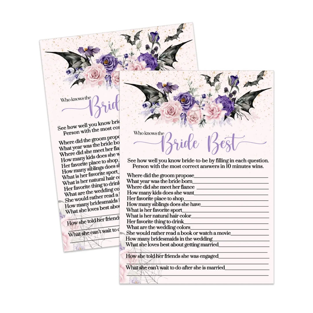 Gothic bride best bridal shower game instant download halloween printable - party games