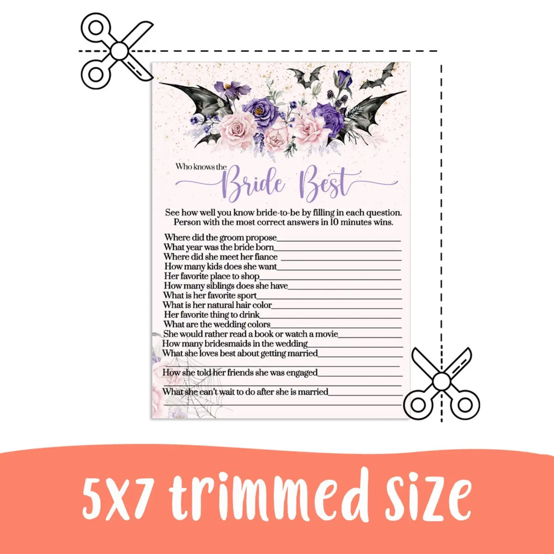 Gothic bride best bridal shower game instant download halloween printable - party games