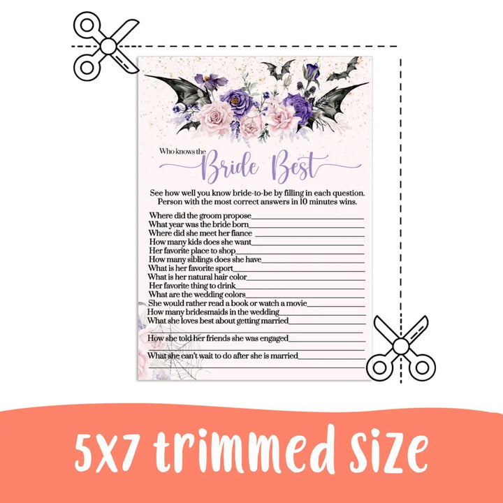 Gothic bride best bridal shower game instant download halloween printable - party games