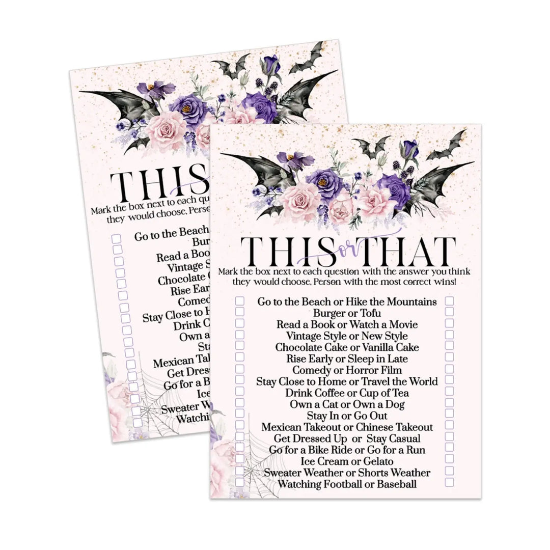 Gothic would she rather bridal shower game printable - halloween this or that - party games