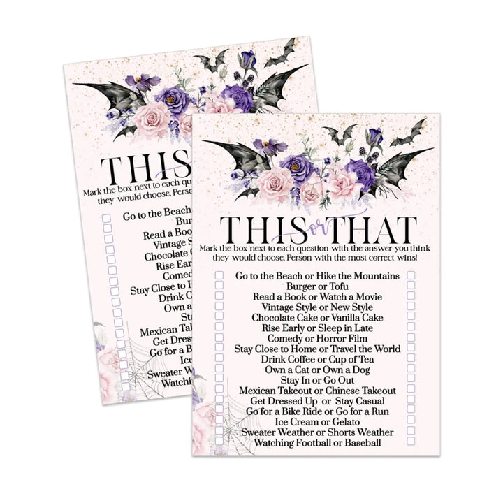 Gothic would she rather bridal shower game printable - halloween this or that - party games