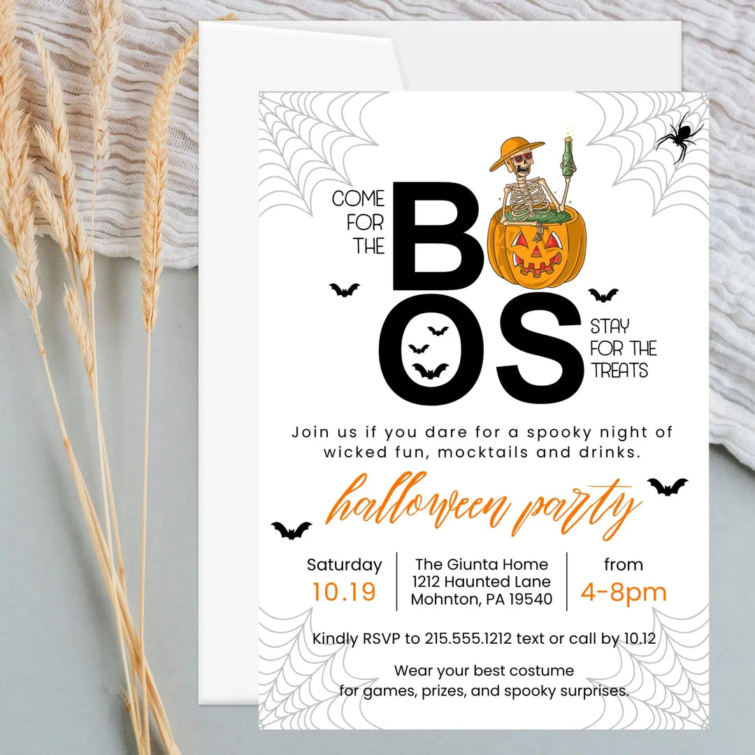 Halloween party invitation customized come for the boos 5x7 inches fully personalizable adults & kids spooky fun themes