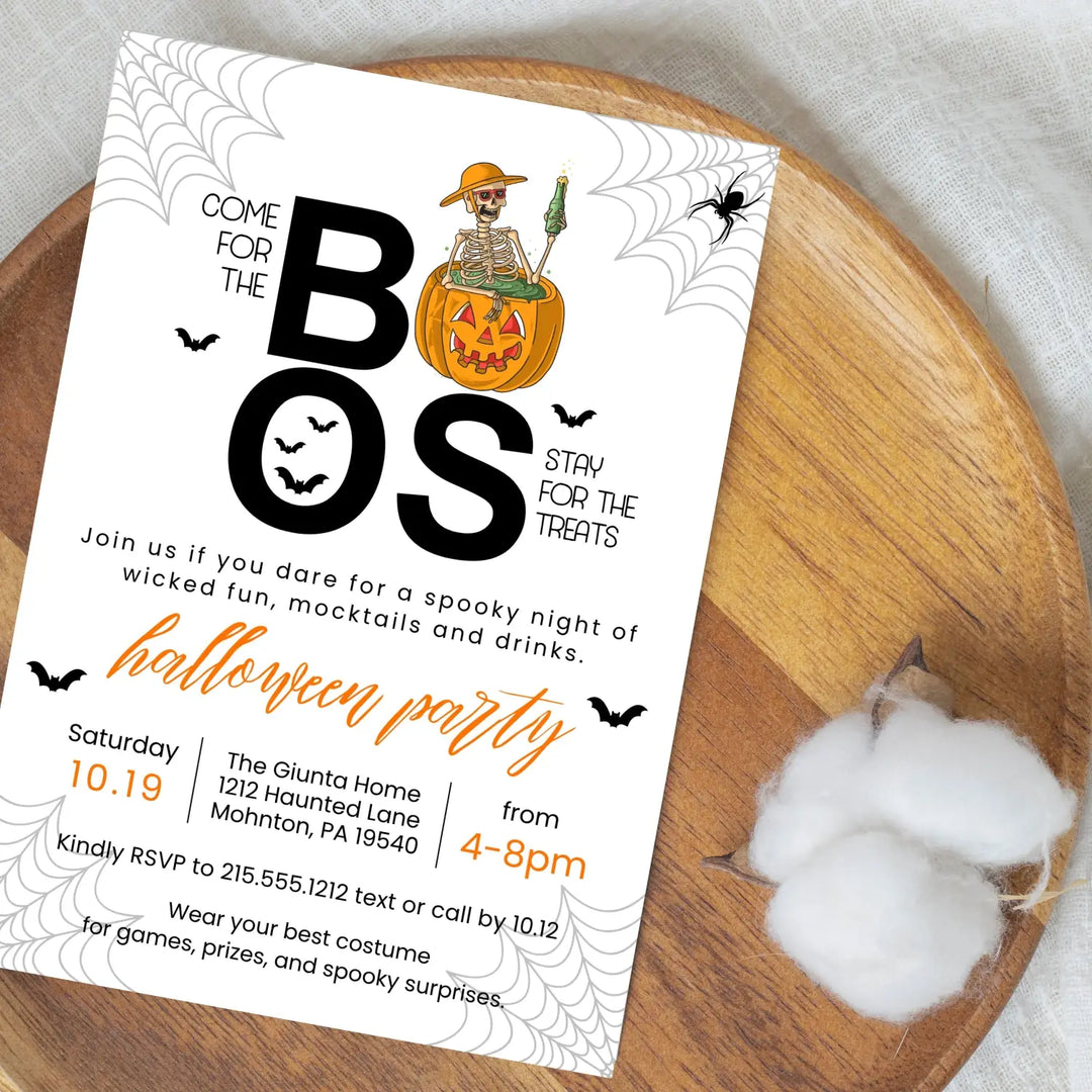 Halloween party invitation customized come for the boos 5x7 inches fully personalizable adults & kids spooky fun themes