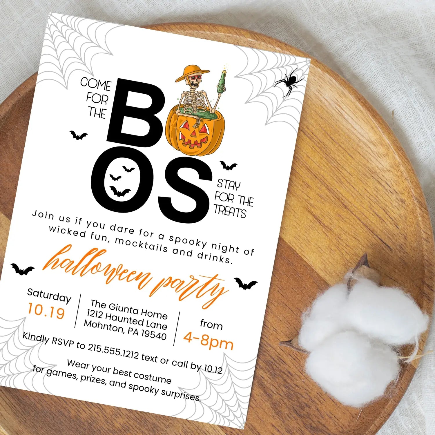 Halloween party invitation customized come for the boos 5x7 inches fully personalizable adults & kids spooky fun themes