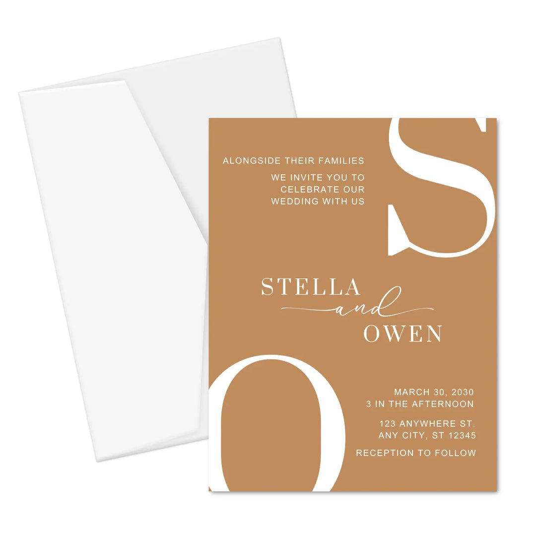 Personalized wedding invitations modern - customizable details - usa made ultra-quality cardstock with white envelopes
