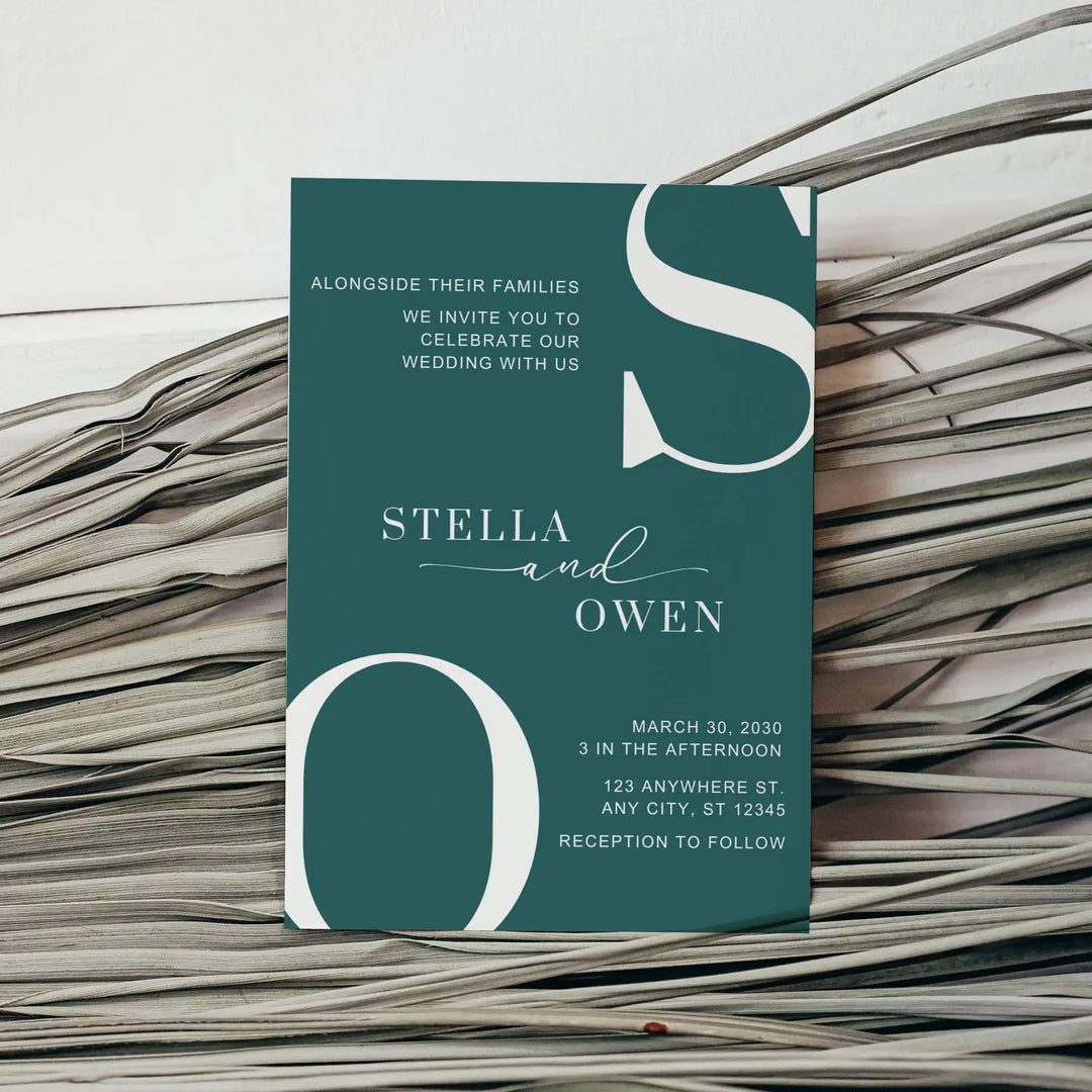 Personalized wedding invitations modern - customizable details - usa made ultra-quality cardstock with white envelopes