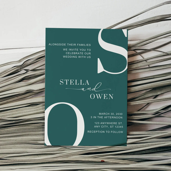 Personalized wedding invitations modern - customizable details - usa made ultra-quality cardstock with white envelopes