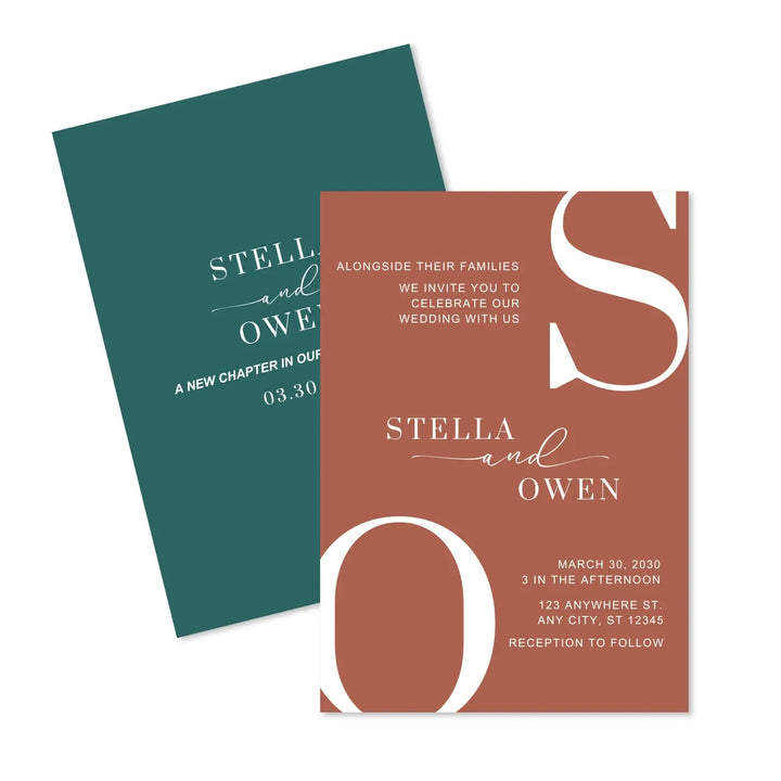 Personalized wedding invitations modern - customizable details - usa made ultra-quality cardstock with white envelopes