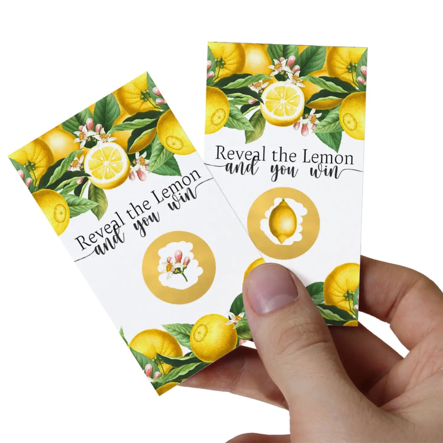 Lemon themed bridal shower scratch-off game cards - fun wedding & engagement party activity - games