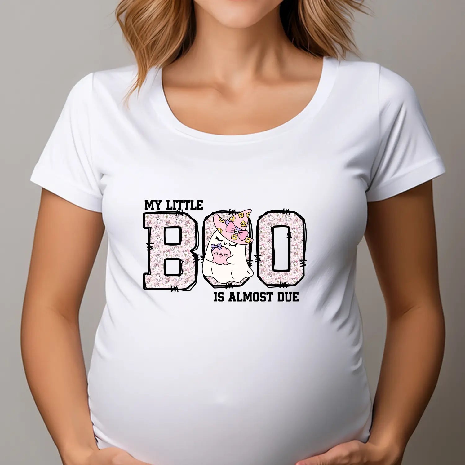 My little boo is almost dues t-shirt cute pregnancy announcement top halloween mom gift baby shower outfit softstyle