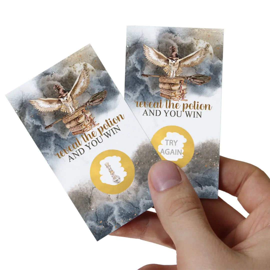 Magic owl scratch-off game cards: baby shower wedding halloween party favors & prize reveal activities - games