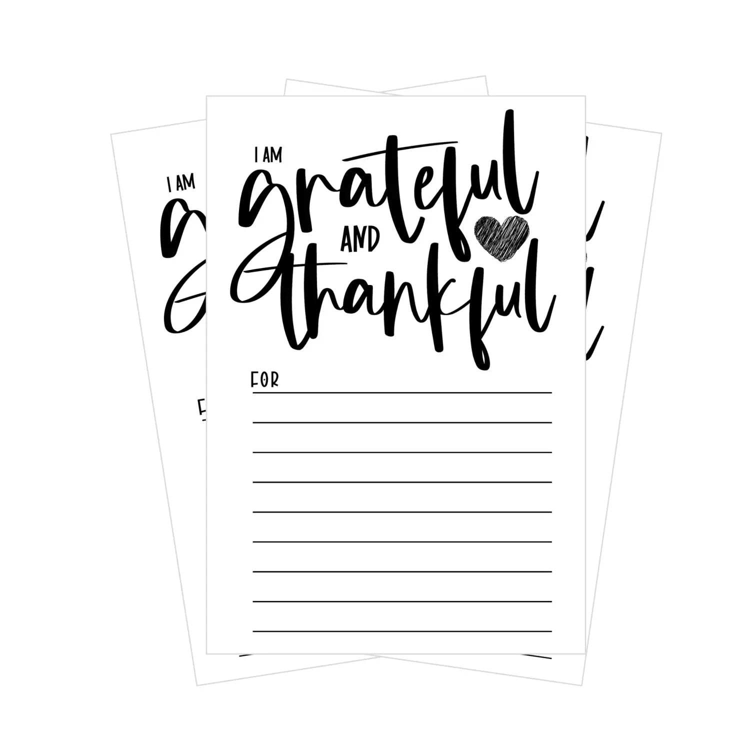 Modern calligraphy gratitude cards pack - 25 elegant black & white 4x6 thankful note for christmas thanksgiving daily
