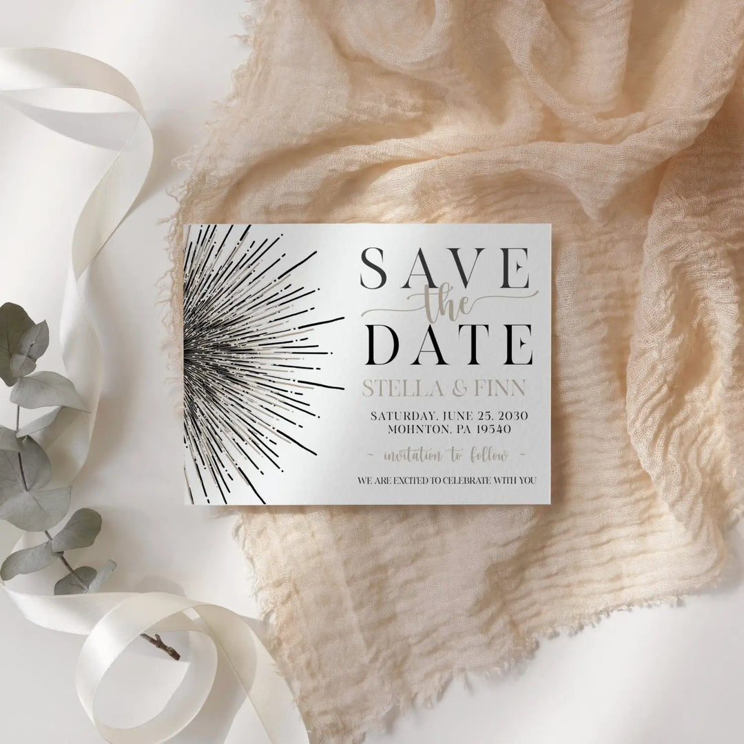 Celestial save the date cards 3.5x5 & 4bar sizes printable printed options wedding event announcements fast turnaround