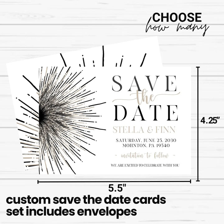 Celestial save the date cards 3.5x5 & 4bar sizes printable printed options wedding event announcements fast turnaround