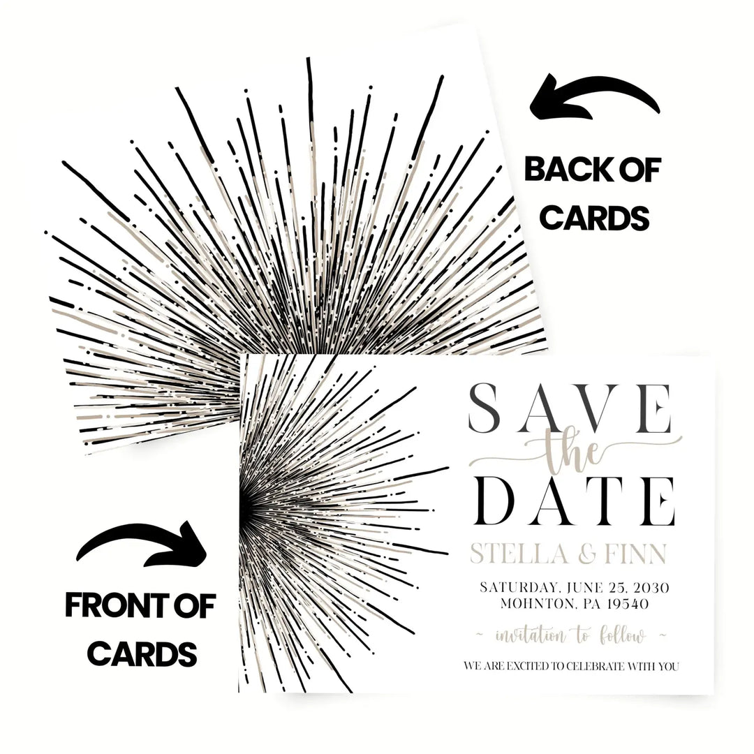 Celestial save the date cards 3.5x5 & 4bar sizes printable printed options wedding event announcements fast turnaround