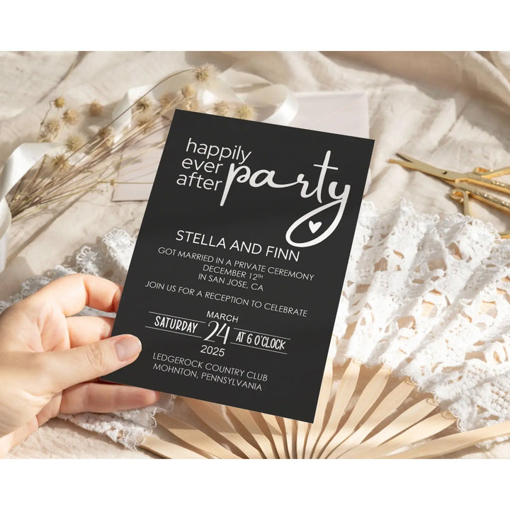 Modern wedding reception invitations personalized black and white