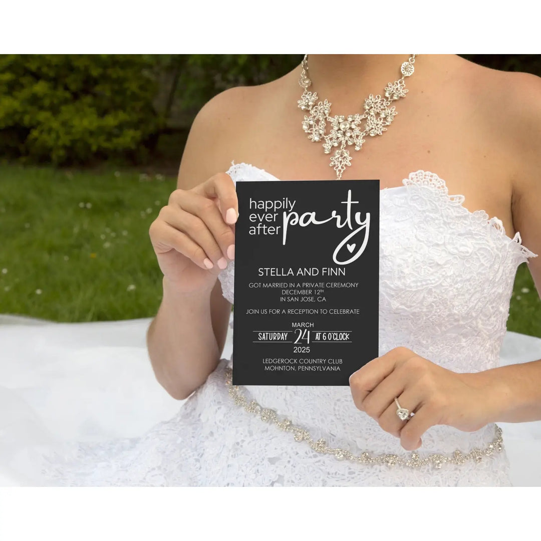 Modern wedding reception invitations personalized black and white
