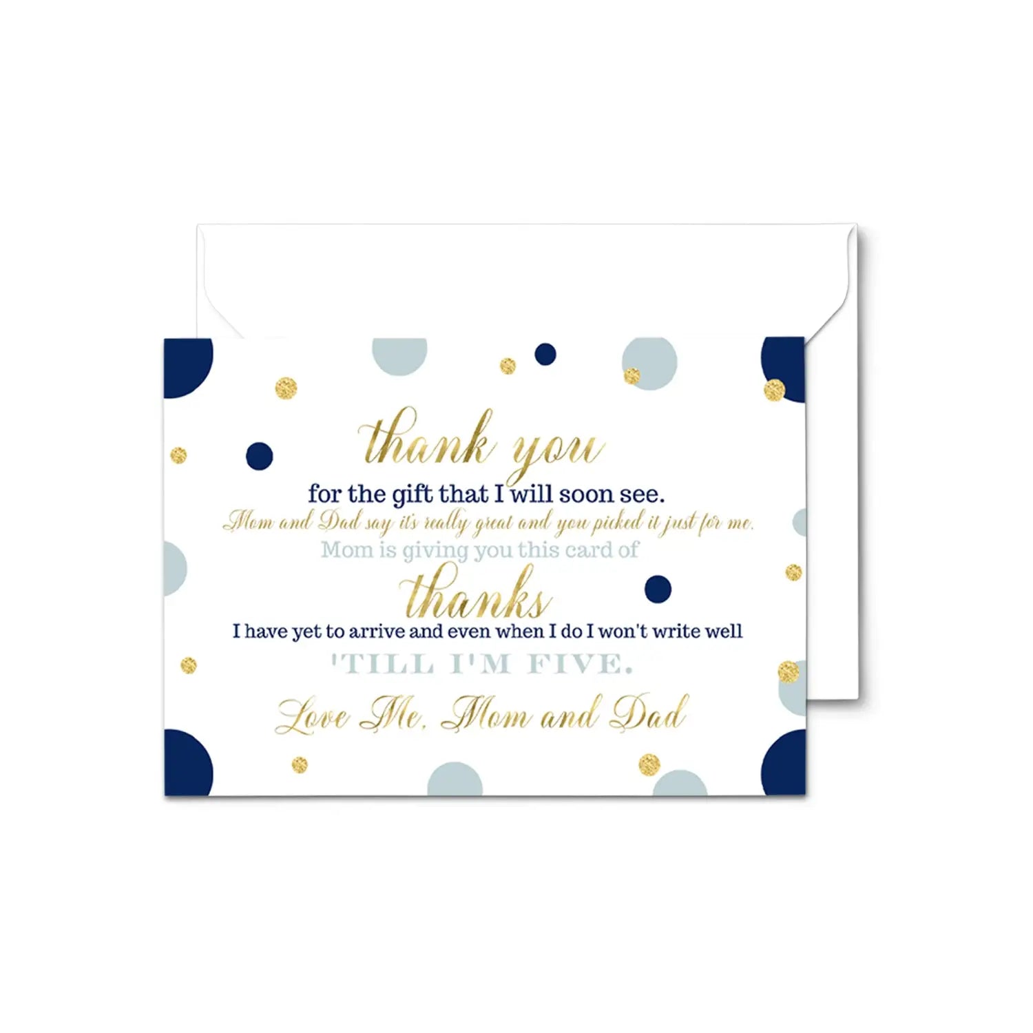 Navy and gold baby shower thank you cards for boys β notecards (pack of 25) - office product
