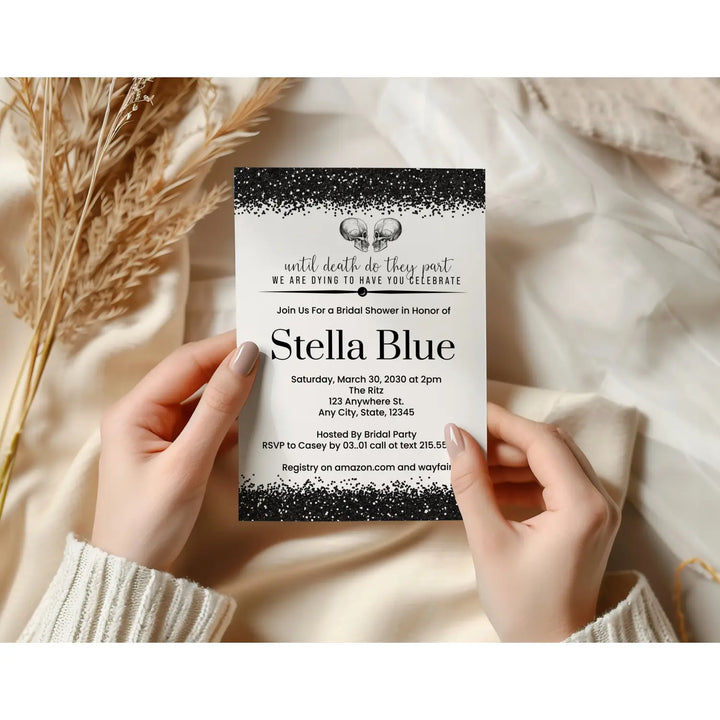 Glam skull black & white gothic personalized invitations β design for unique celebrations and events