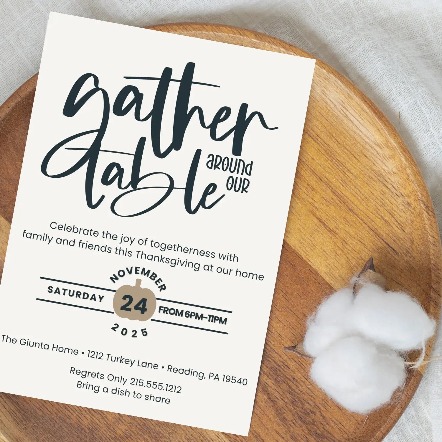 Personalized thanksgiving invitations fall party autumn theme cards printed or printable