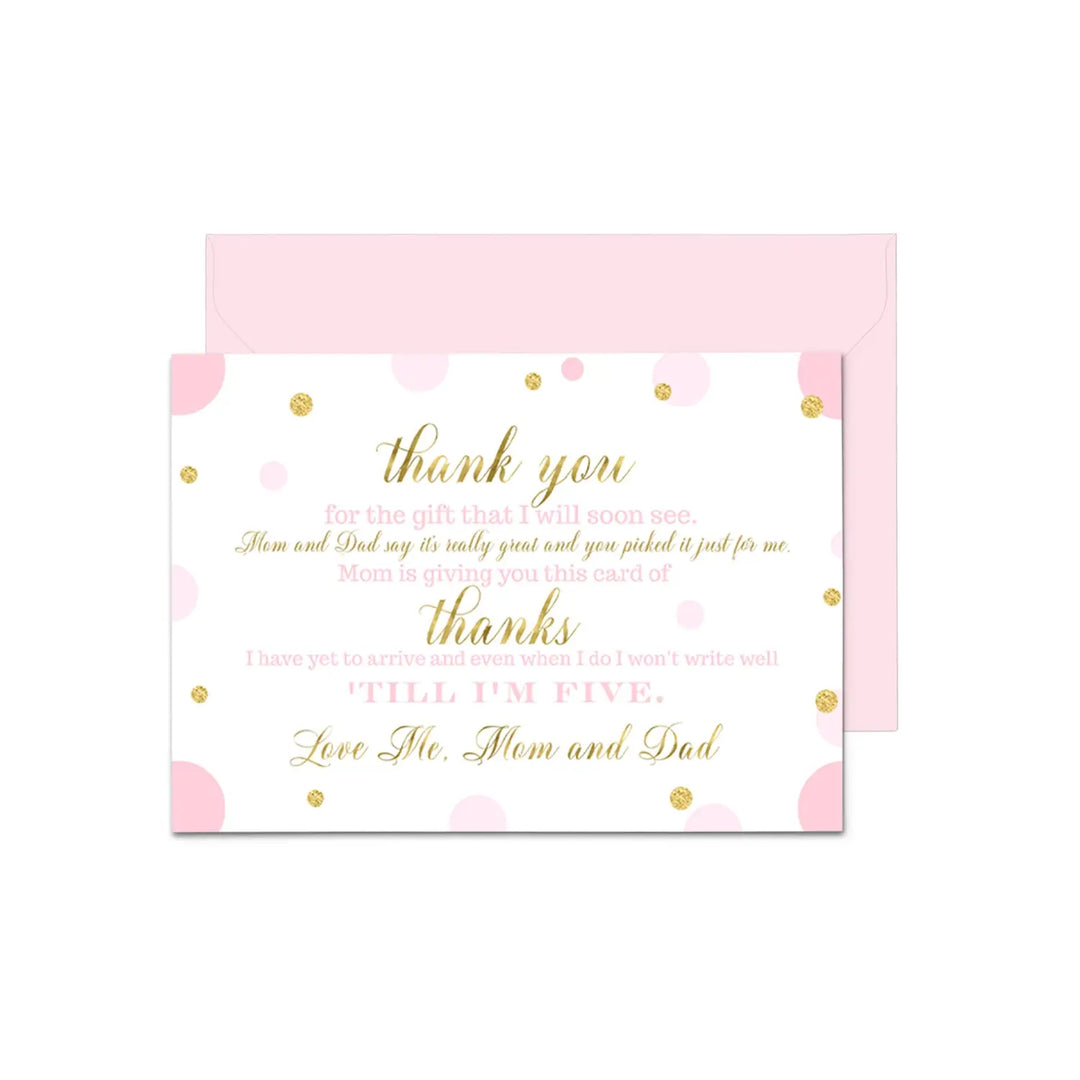 Pink and gold girls baby shower thank you cards - 15 pack luxurious notecards 4x6 - office product