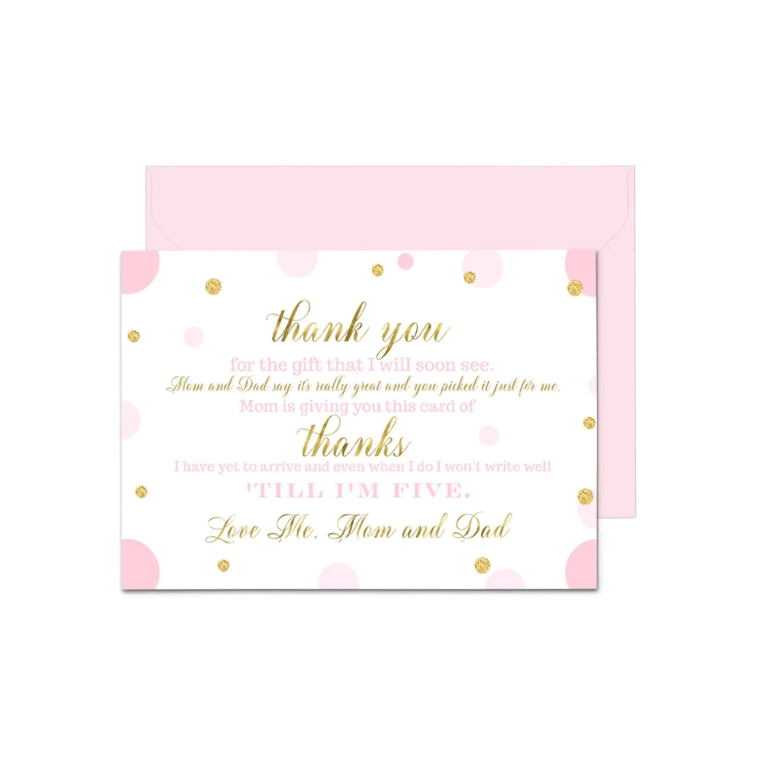 Pink and gold girls baby shower thank you cards - 15 pack luxurious notecards 4x6 - office product