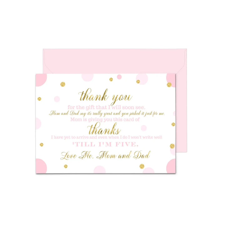 Pink and gold girls baby shower thank you cards - 15 pack luxurious notecards 4x6 - office product