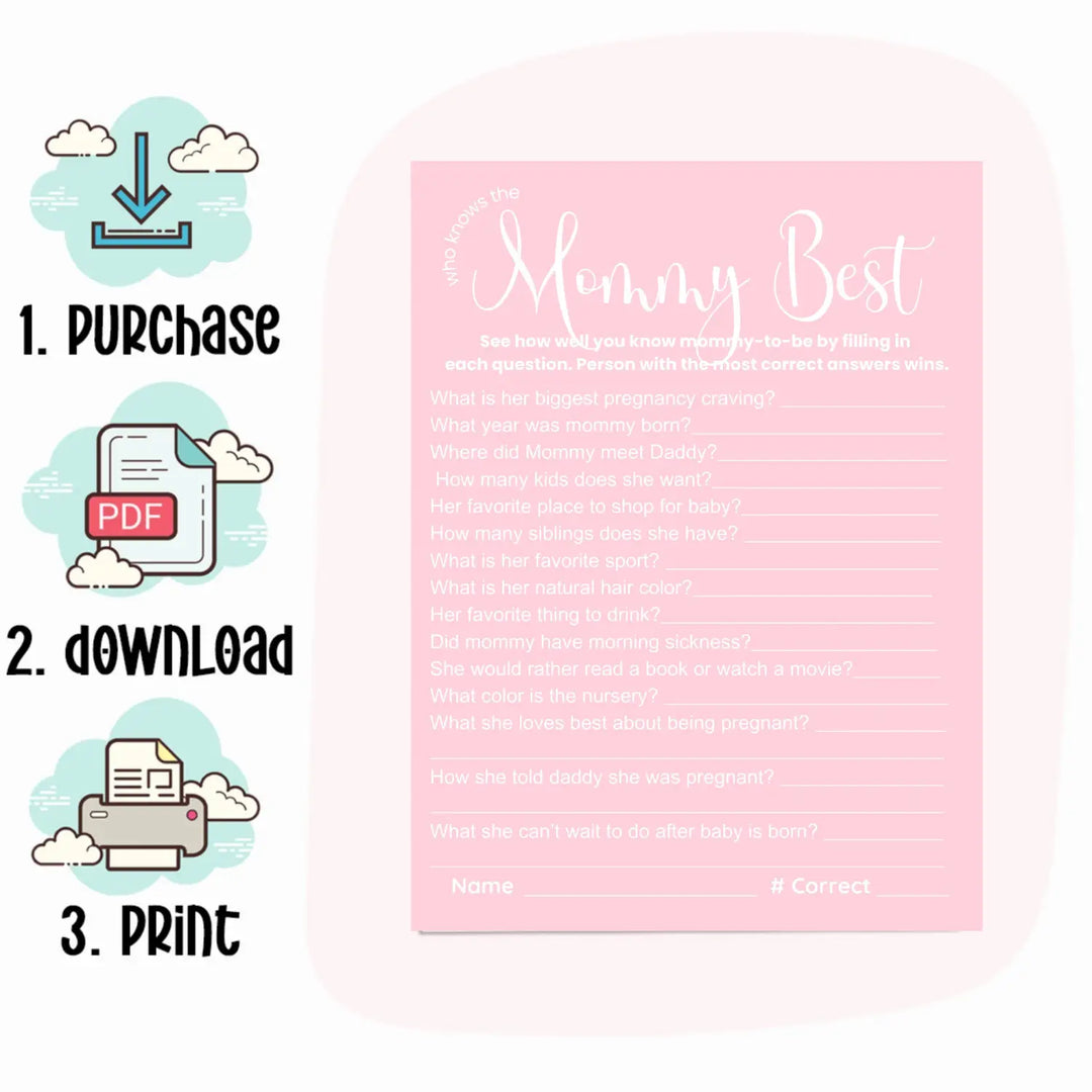 Printable baby shower game bundle - 4 fun games - instant download pdf - luna moon collection - partry