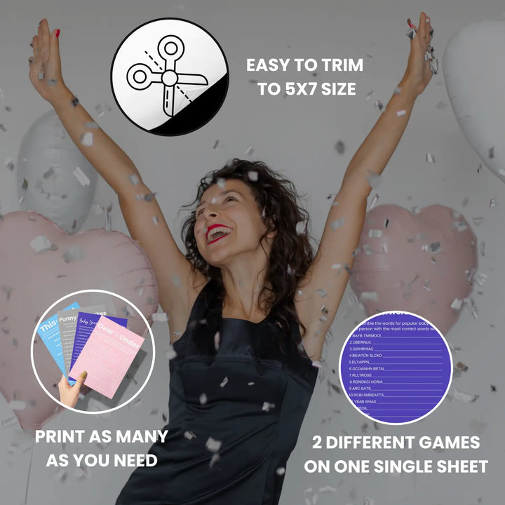 Printable baby shower game bundle - 4 fun games - instant download pdf - luna moon collection - partry