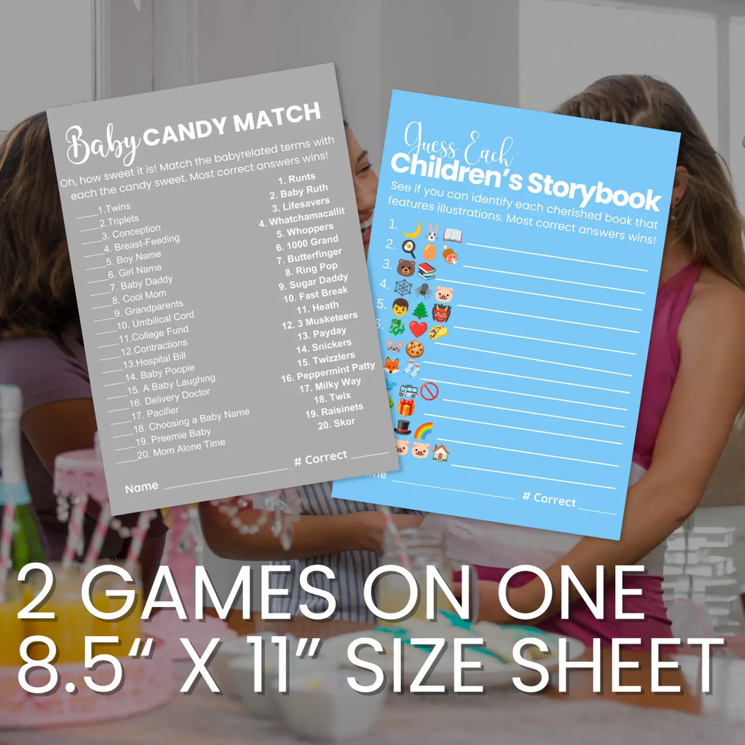 Printable baby shower game bundle - 4 fun games - instant download pdf - luna moon collection - partry