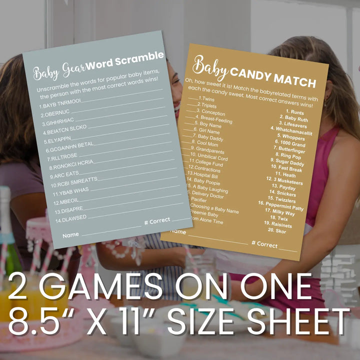 Printable baby shower game bundle hilarious activities - instant download pdf - boho neutral collection - partry