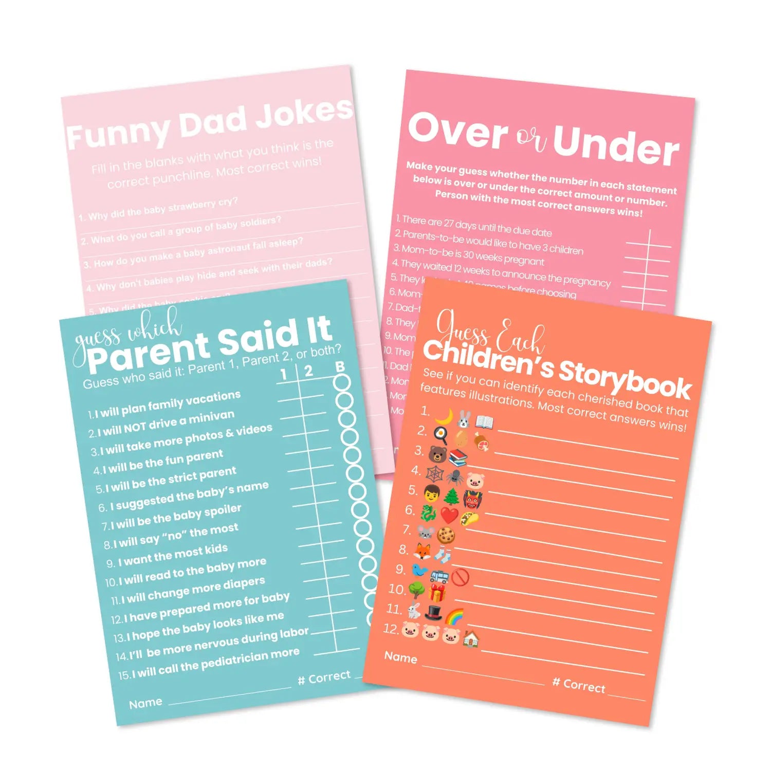 Printable baby shower game bundle hilarious activities - instant download pdf - signature collection - partry