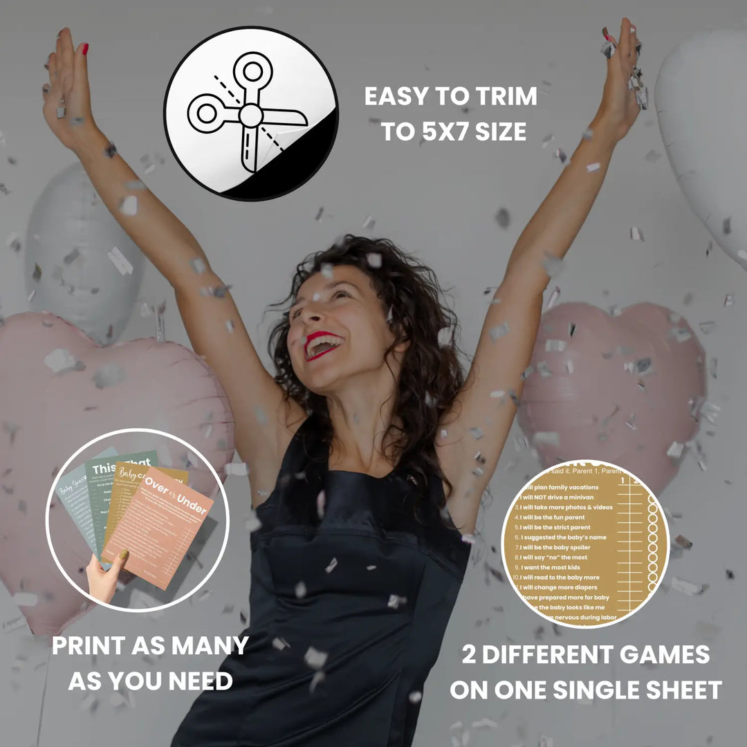 Printable baby shower game bundle - instant download pdf boho neutral collection - partry