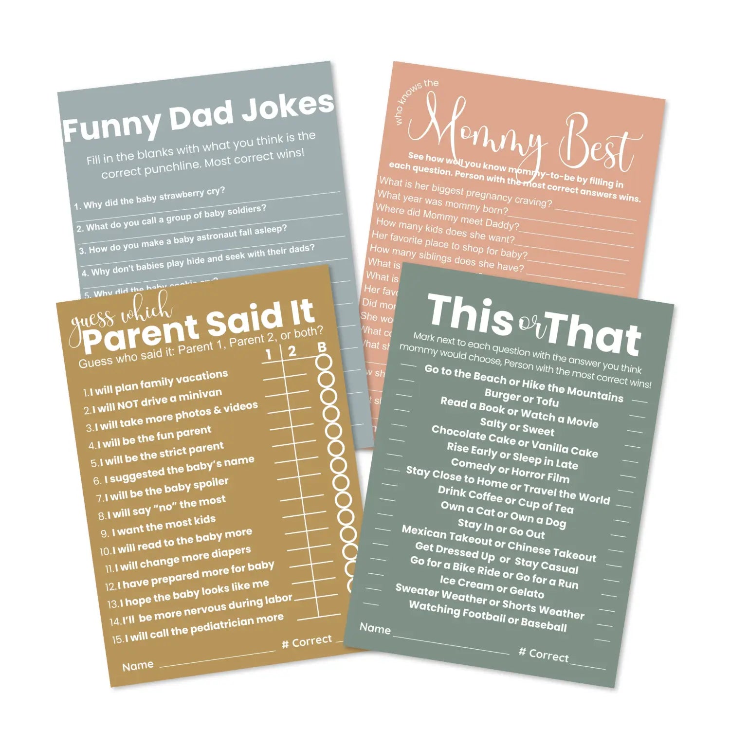 Printable baby shower game bundle - instant download pdf boho neutral collection - partry