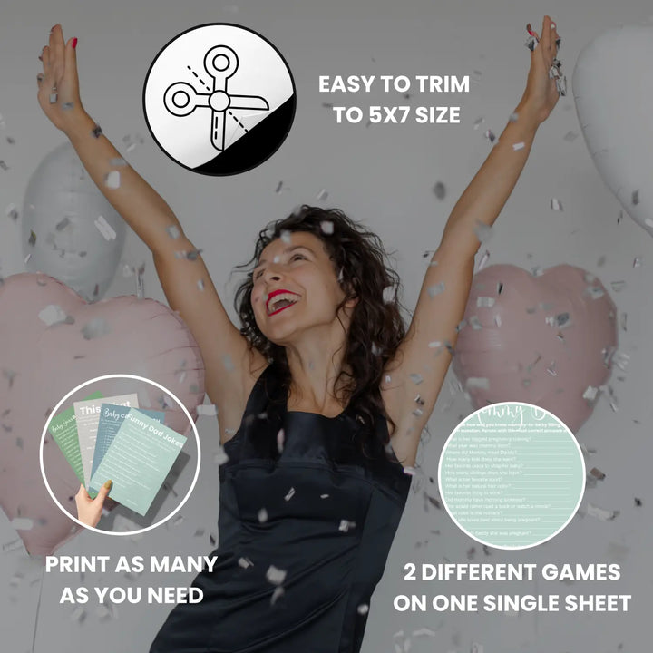 Printable baby shower game bundle - mommy best over under this or that guess who - instant download pdf seaglass