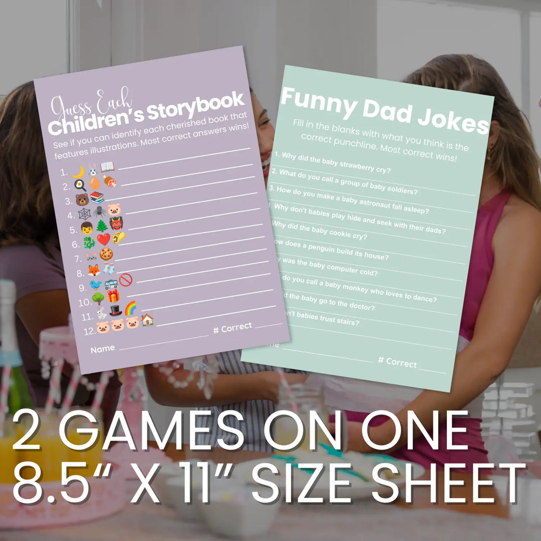 Printable baby shower game instant download bundle - over under emoticon dad jokes this or that - partry