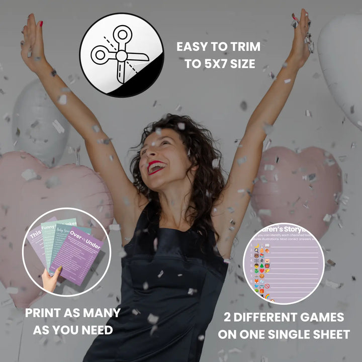 Printable baby shower game instant download bundle - over under emoticon dad jokes this or that - partry