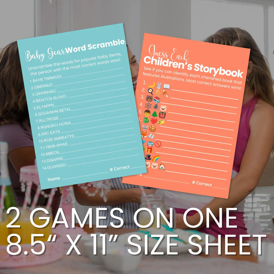 Printable baby shower game instant downloads - mommy best word scramble emoticon guess candy matching - signature