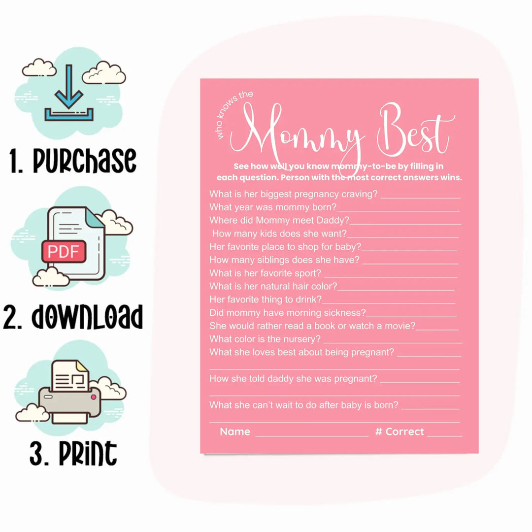 Printable baby shower game instant downloads - mommy best word scramble emoticon guess candy matching - signature
